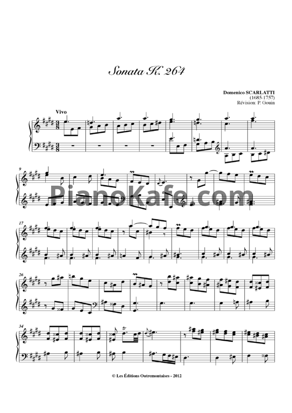 Ноты Д. Скарлатти - Соната K264 - PianoKafe.com