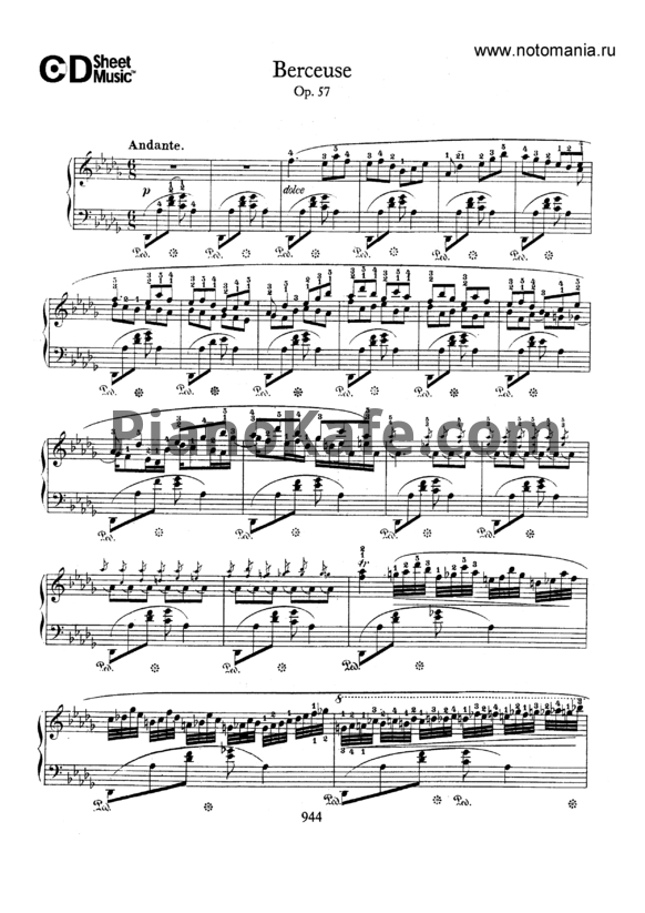 Ноты Ф. Шопен - Колыбельная ре-бемоль мажор (Oр. 57) - PianoKafe.com