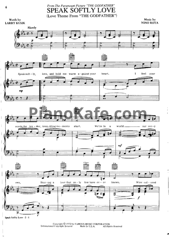 Ноты Nino Rota - The Godfather (Книга нот) - PianoKafe.com