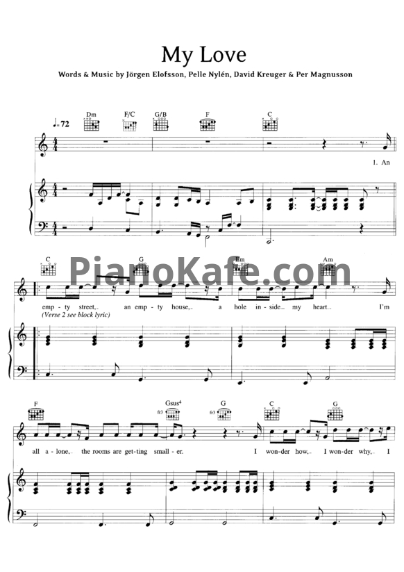 Ноты Westlife - My Love - PianoKafe.com