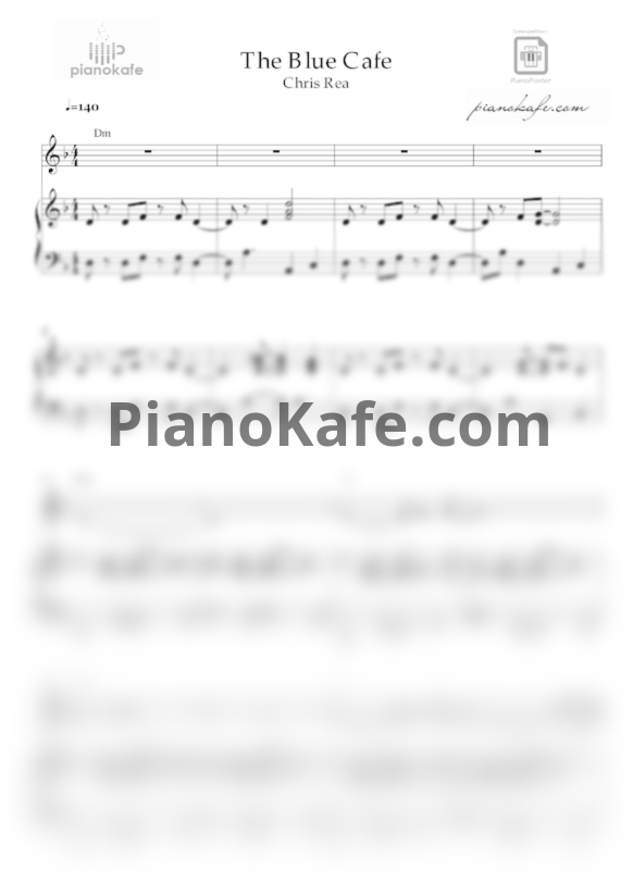 Ноты Chris Rea - The blue cafe (Версия 2) - PianoKafe.com