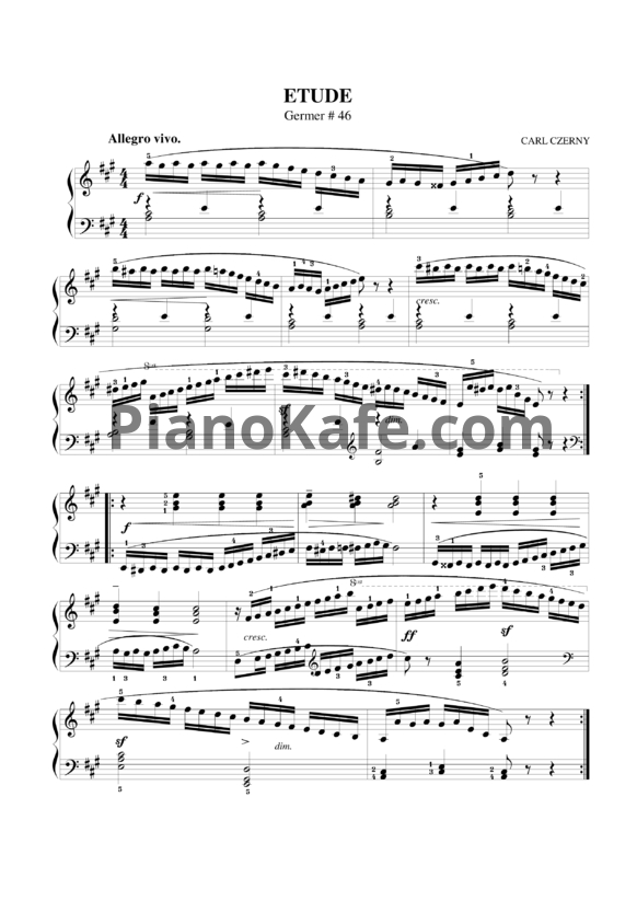 Ноты Карл Черни - Этюд №46 (Г. Гермер) - PianoKafe.com