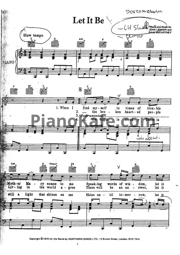 Ноты The Beatles - Let it be (Версия 3) - PianoKafe.com