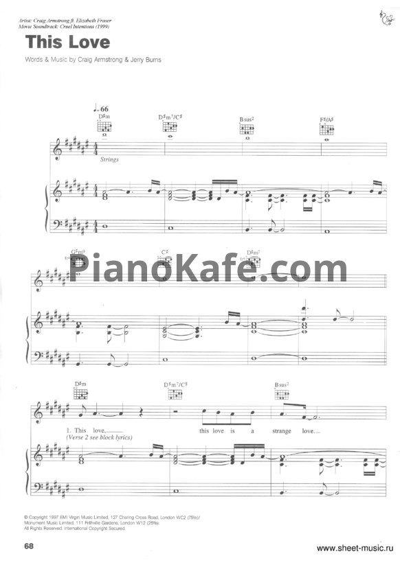 Ноты Craig Armstrong - This love - PianoKafe.com