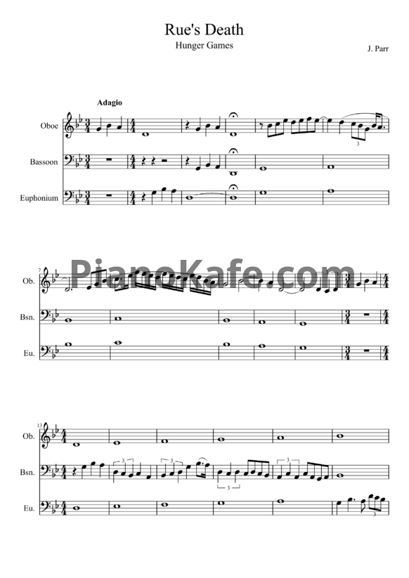 Ноты James Newton Howard - Rue's death - PianoKafe.com