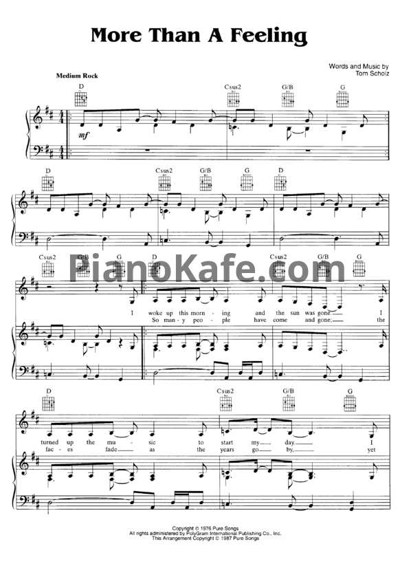 Ноты Boston - More than a feeling - PianoKafe.com