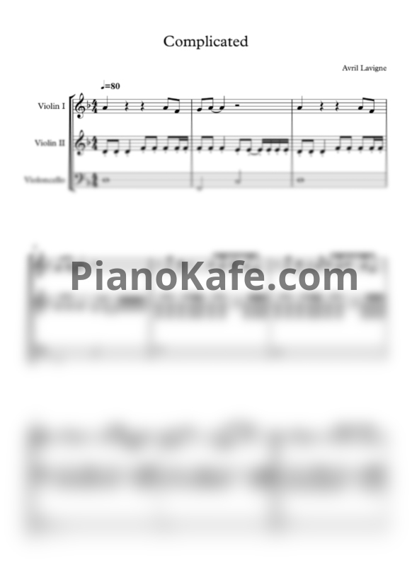 Ноты Avril Lavigne - Complicated (String trio) - PianoKafe.com