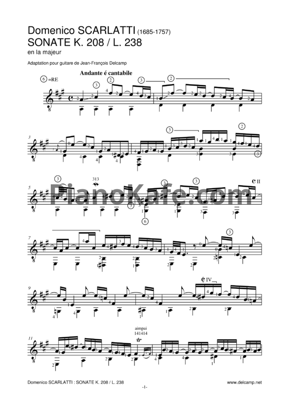 Ноты Д. Скарлатти - Соната K208/L238 - PianoKafe.com