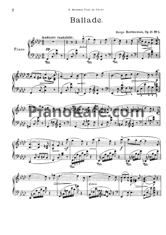 Ноты С. Борткевич - Пьесы (Op. 10) - PianoKafe.com