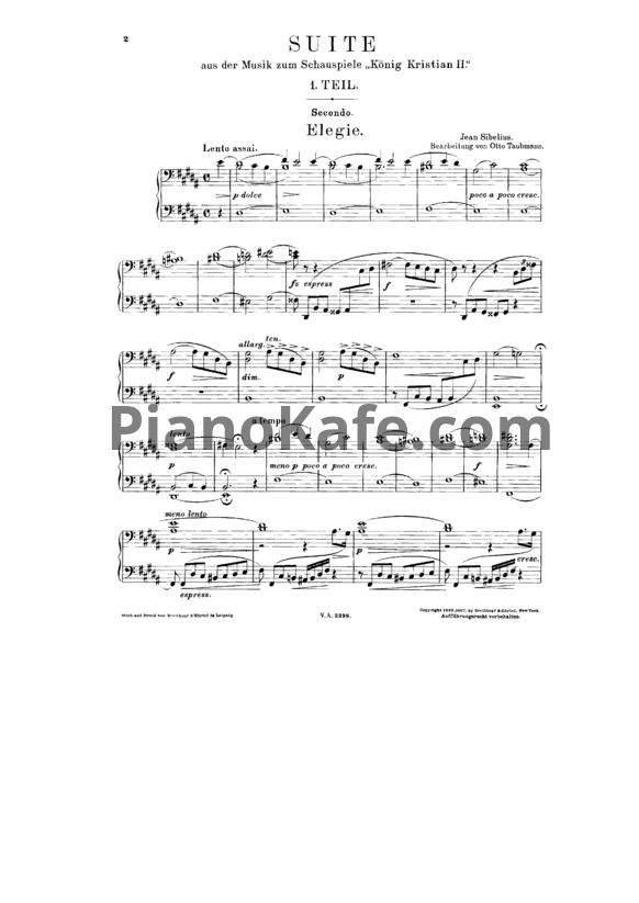 Ноты Ян Сибелиус - Король Кристиан II (Op. 27) для фортепиано в 4 руки - PianoKafe.com