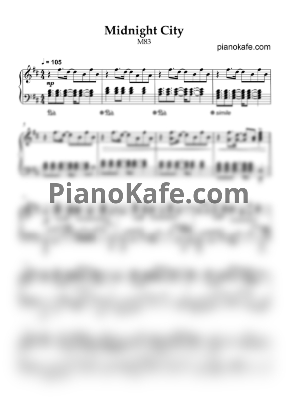 Ноты M83 - Midnight city - PianoKafe.com