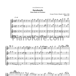 Ноты Георг Гендель - Sarabande from Suite in D minor (HWV 437) - предпросмотр