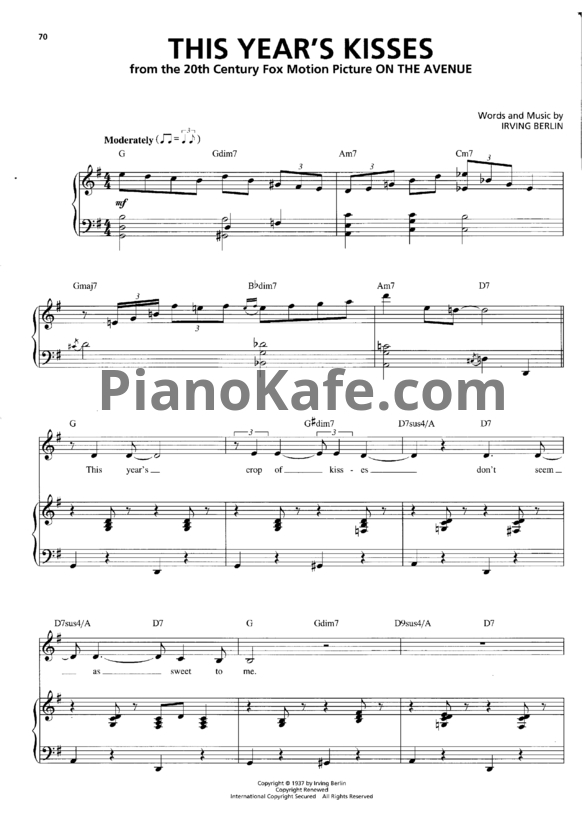 Ноты Billie Holiday - This year's kisses - PianoKafe.com