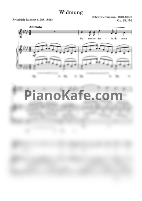 Ноты Ференц Лист - Widmung (Op. 25, №1) - PianoKafe.com