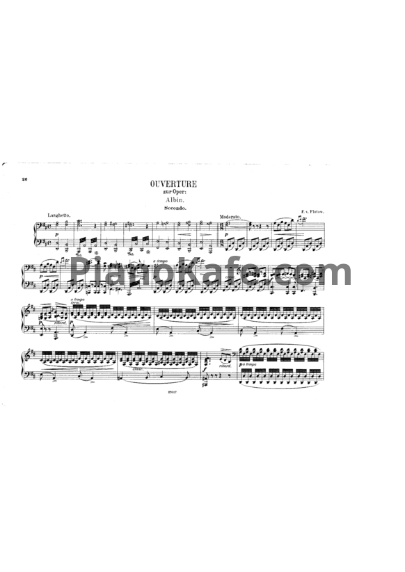 Ноты Фридрих фон Флотов - Увертюра из оперы "Альбин" для фортепиано в 4 руки - PianoKafe.com