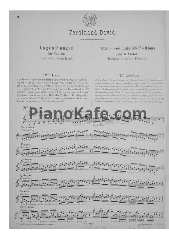 Ноты Ф. Давид - Lagenübungen - PianoKafe.com