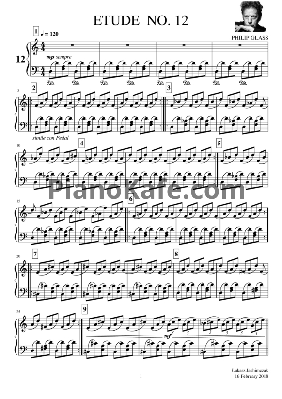 Ноты Philip Glass - Etude №12 - PianoKafe.com