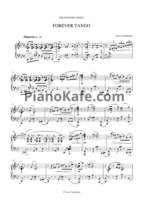 Ноты Тарас Ященко - Forever tango - PianoKafe.com