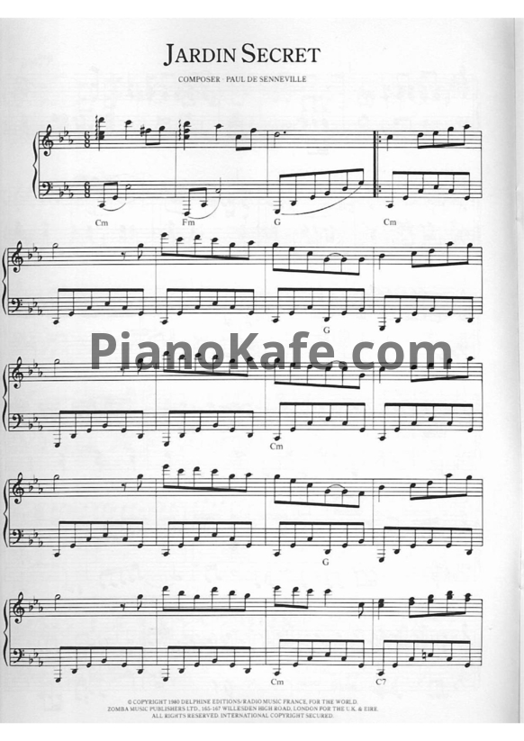 Ноты Richard Clayderman - Jardin secret - PianoKafe.com