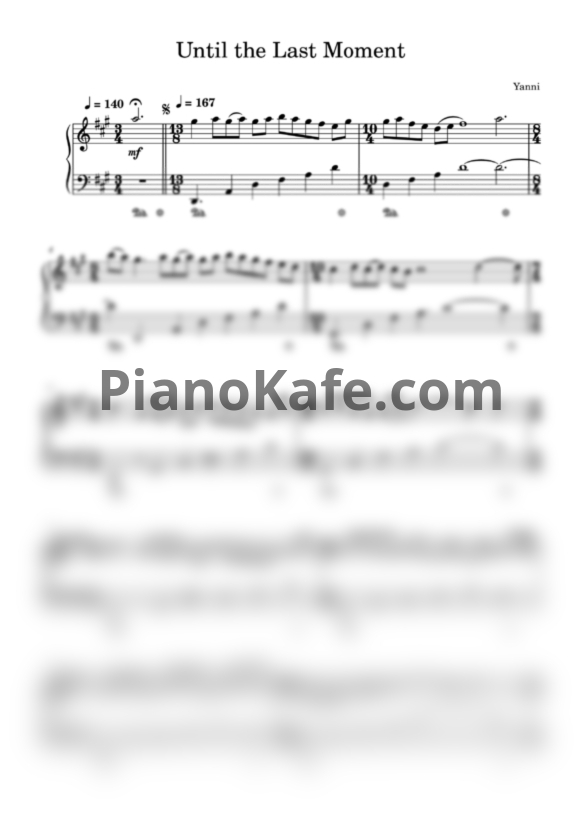 Ноты Yanni - Until the last moment (Piano cover) - PianoKafe.com