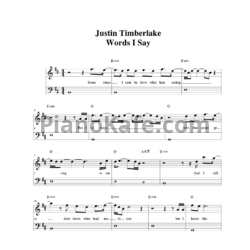 Ноты Justin Timberlake - Words I Say - предпросмотр