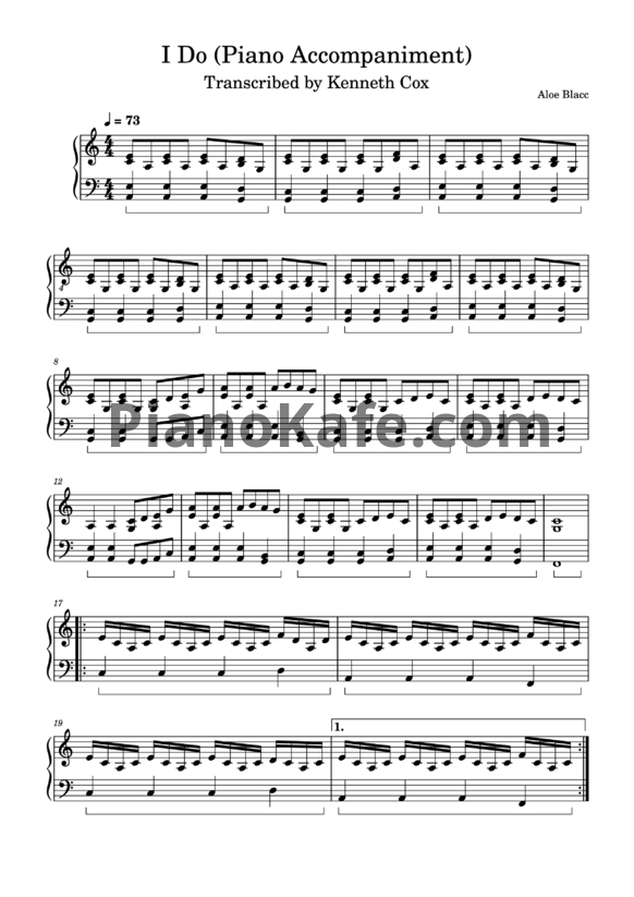 Ноты Aloe Blacc - I do (Piano accompaniment) - PianoKafe.com