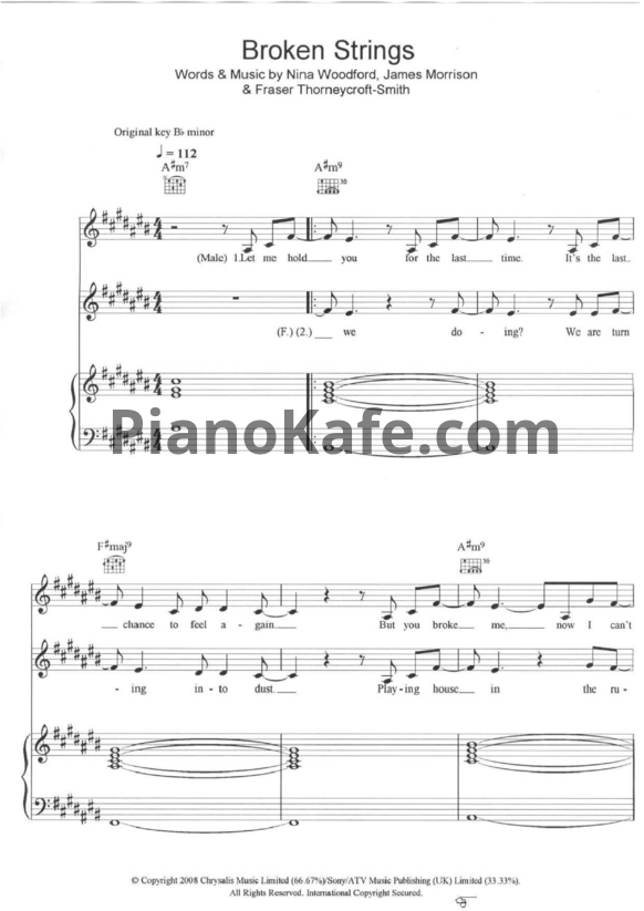 Ноты James Morrison feat. Nelly Furtado - Broken strings - PianoKafe.com