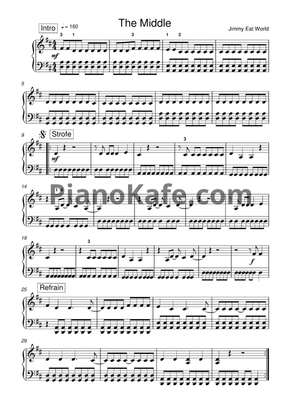 Ноты Jimmy Eat World - The middle - PianoKafe.com
