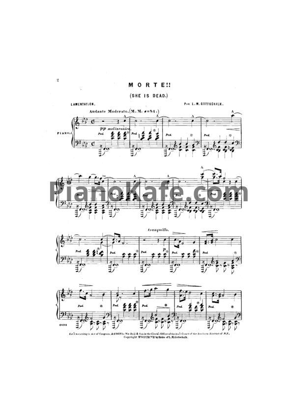 Ноты Луи Моро Готшалк - Morte!! (Op. 60) - PianoKafe.com