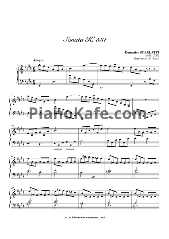 Ноты Д. Скарлатти - Соната K531 - PianoKafe.com