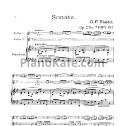 Ноты Георг Гендель - Соната (Op. 2, №6, HWV 391) - предпросмотр