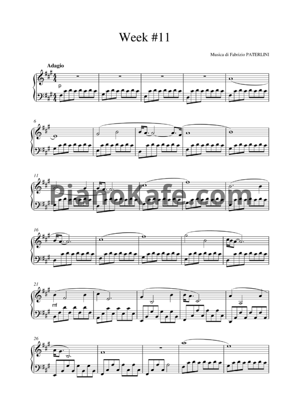 Ноты Fabrizio Paterlini - Week #11 - PianoKafe.com