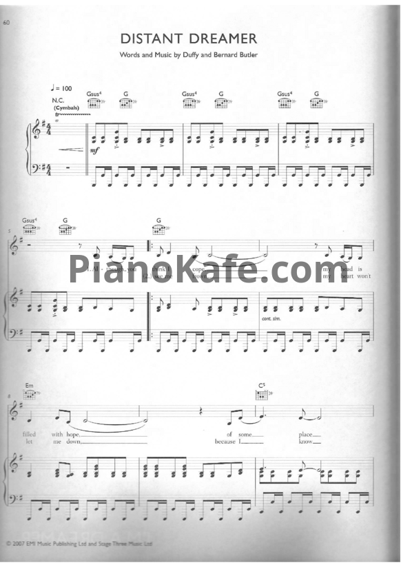 Ноты Duffy - Distant dreamer - PianoKafe.com