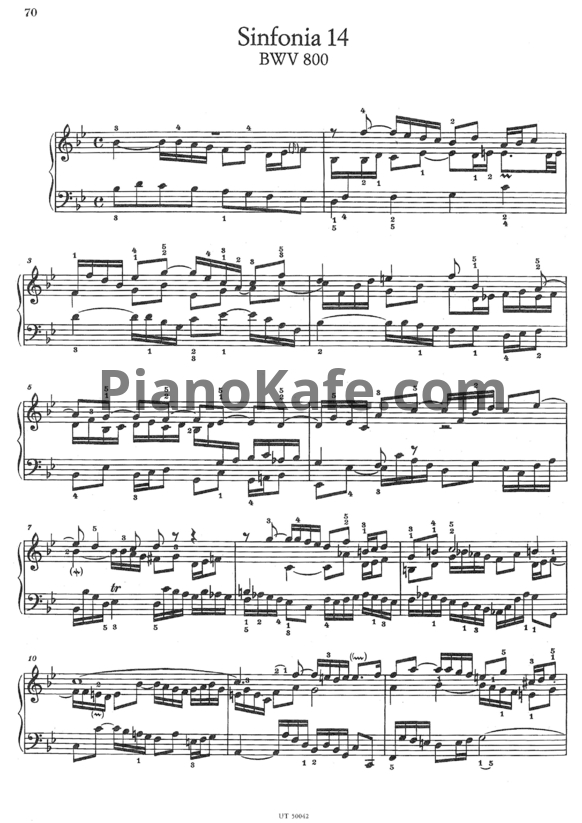 Ноты И. Бах - Симфония №14 (BWV 800) - PianoKafe.com