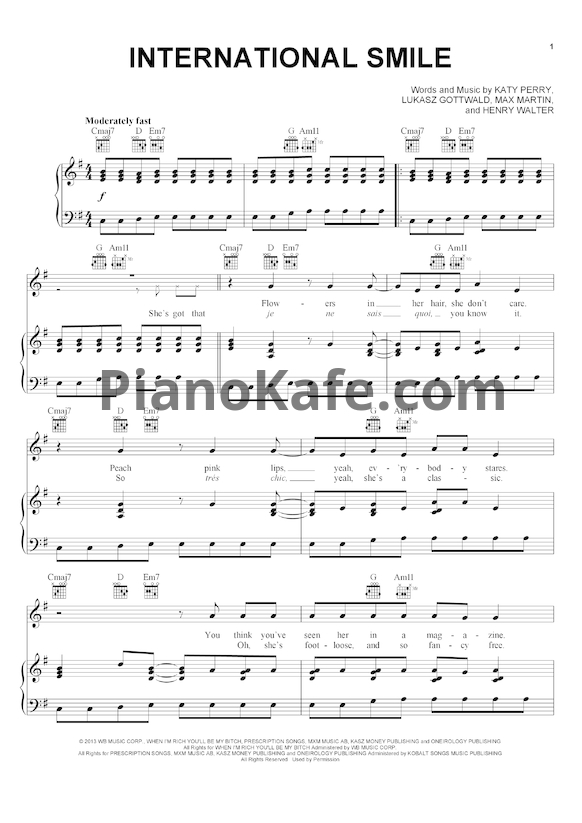 Ноты Katy Perry - International smile - PianoKafe.com