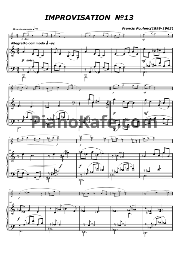 Ноты Francis Poulenc - Improvisation - PianoKafe.com