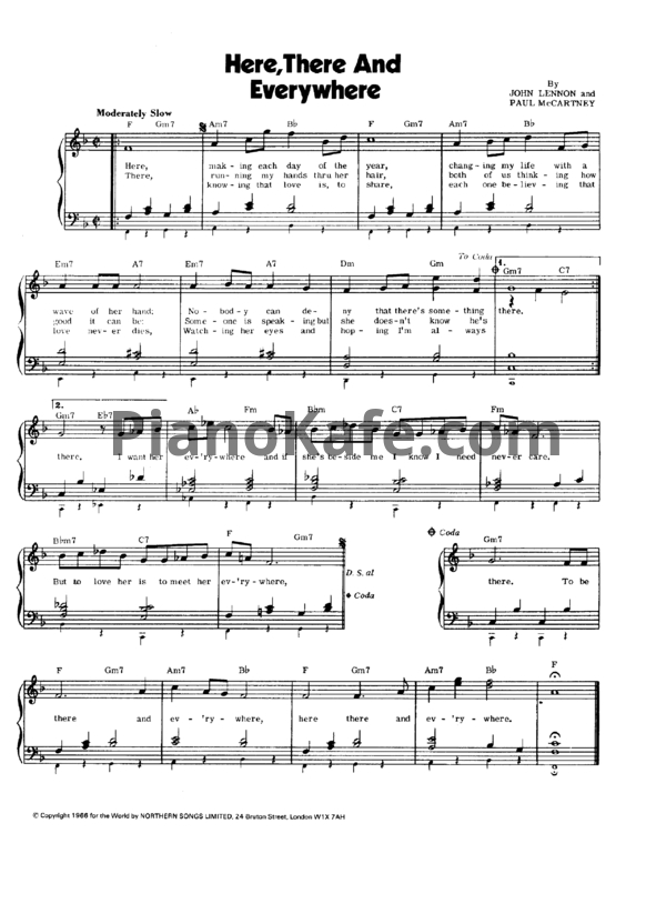 Ноты John Lennon - Here there and everywhere - PianoKafe.com