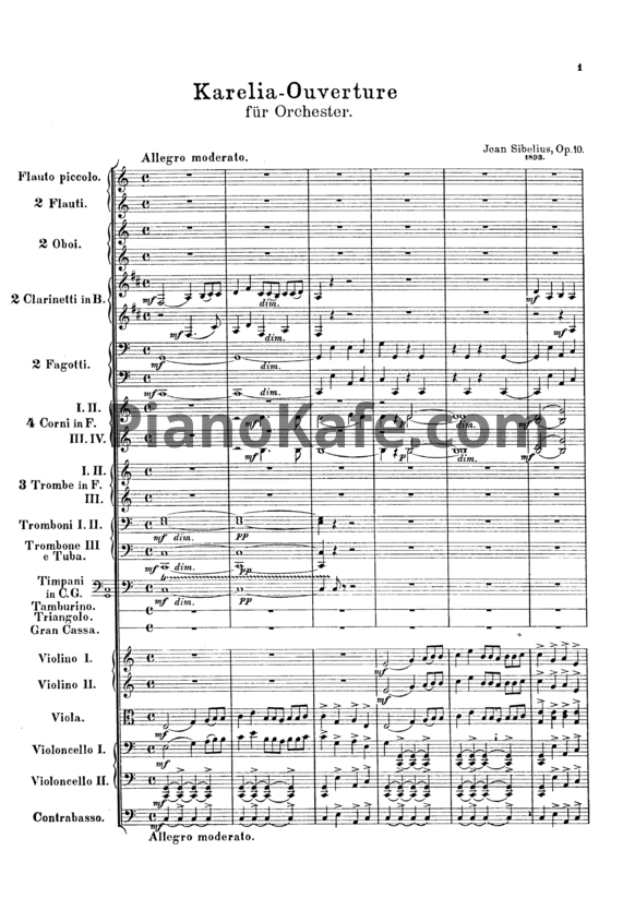 Ноты Ян Сибелиус - "Карелия". Сюита для оркестра (Op. 10, партитура) - PianoKafe.com