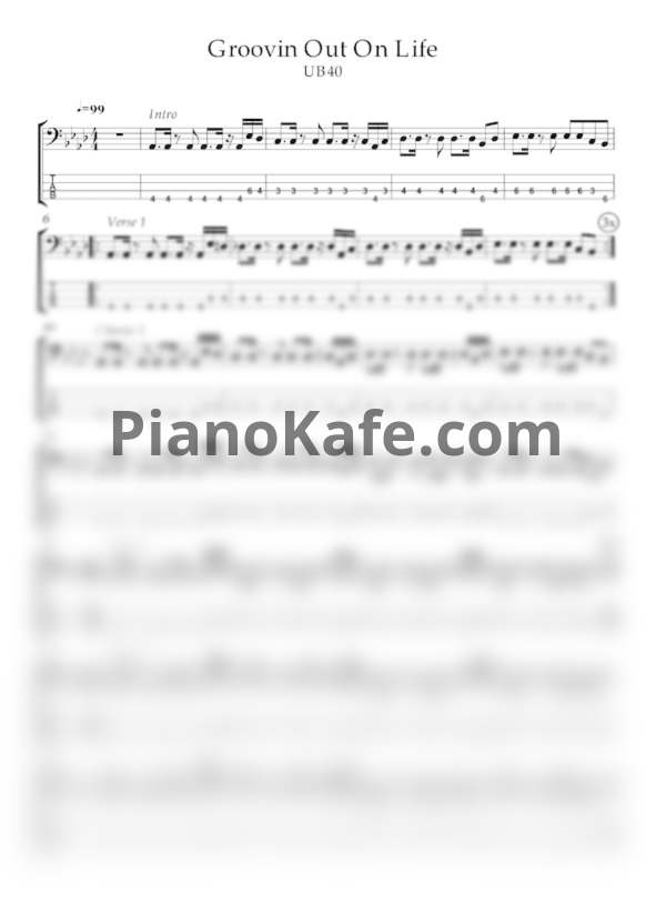 Ноты UB40 - Groovin (Out on life) - PianoKafe.com