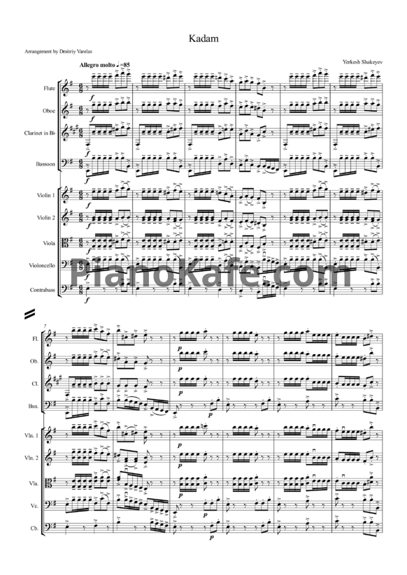 Ноты Еркеш Шакеев - Kadam (Партитура для камерного оркестра) - PianoKafe.com