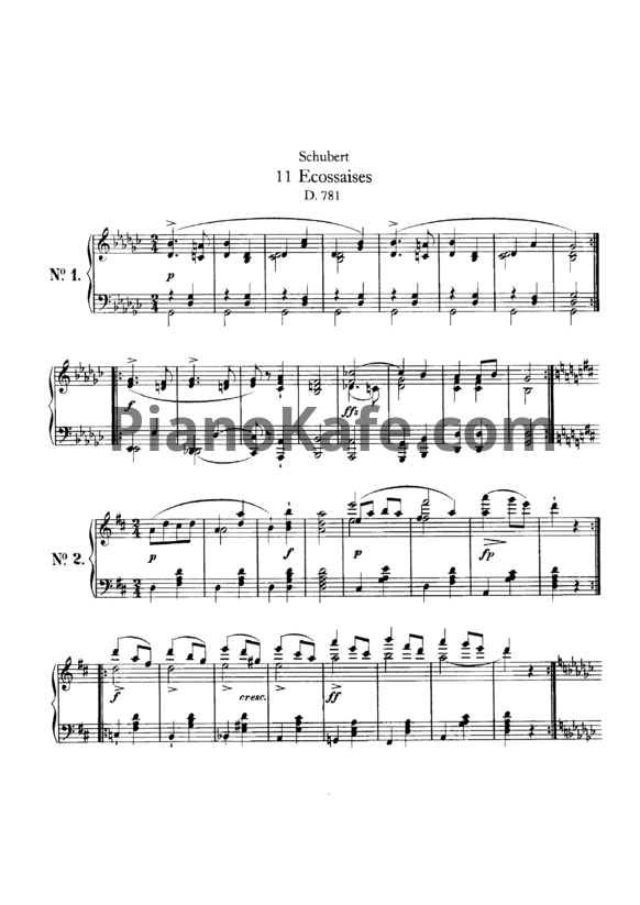 Ноты Франц Шуберт - 11 Экосезов (D 781) - PianoKafe.com