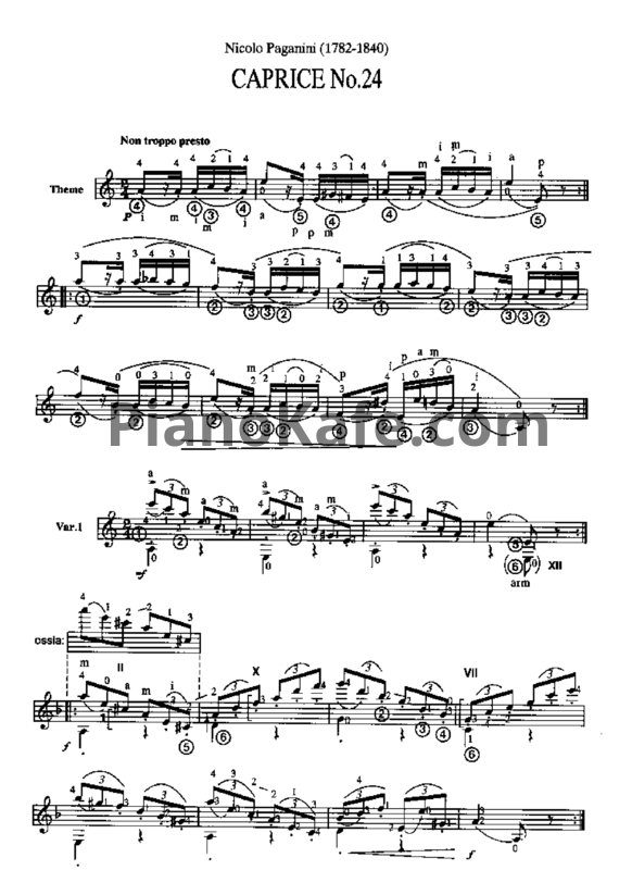Ноты Никколо Паганини - Каприс №24 (ля минор) - PianoKafe.com