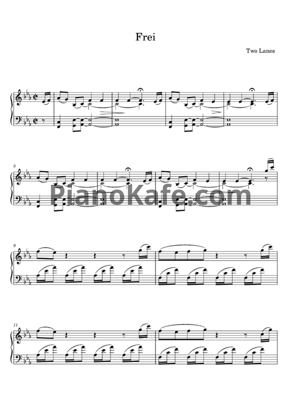 Ноты Two Lanes - Frei - PianoKafe.com