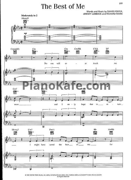 Ноты Barry Manilow - The best of me - PianoKafe.com