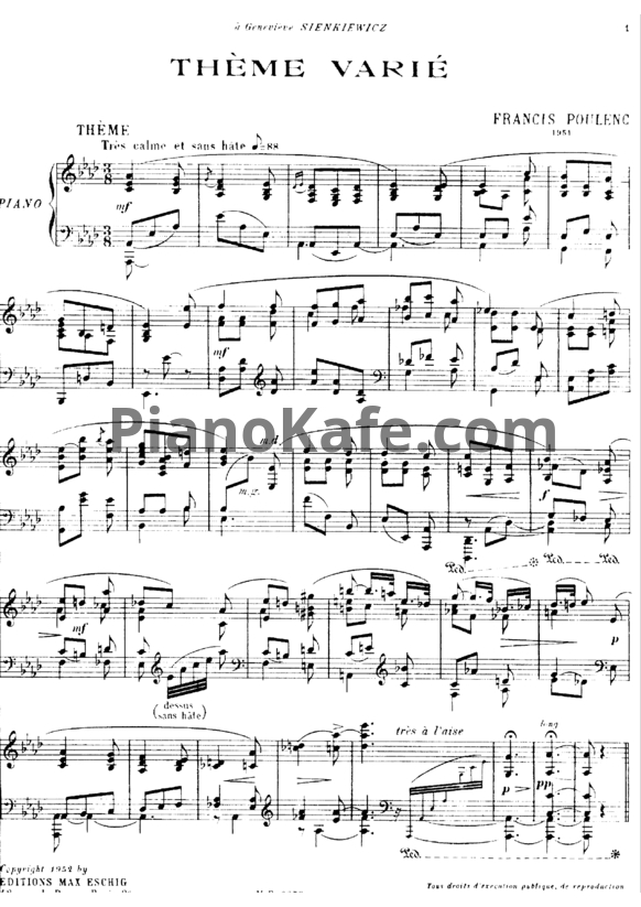 Ноты Франсис Пуленк - Различные темы - PianoKafe.com