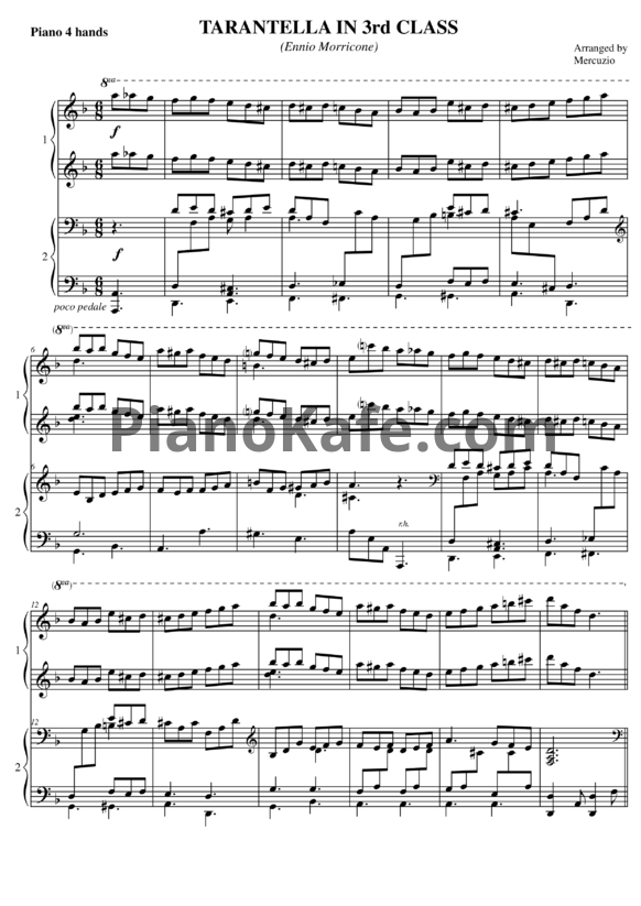 Ноты Ennio Morricone - Tarantella in 3rd class (для 2 фортепиано) - PianoKafe.com