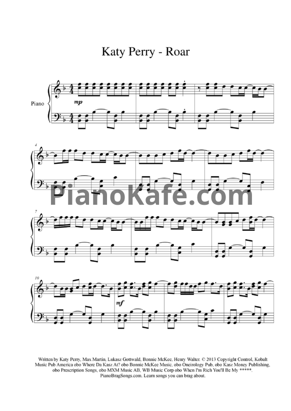 Ноты Katy Perry - Roar - PianoKafe.com