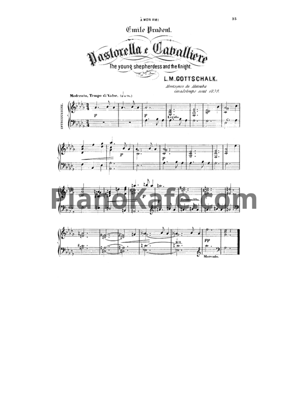 Ноты Луи Моро Готшалк - Pastorella e Cavalliere (Op. 32) - PianoKafe.com