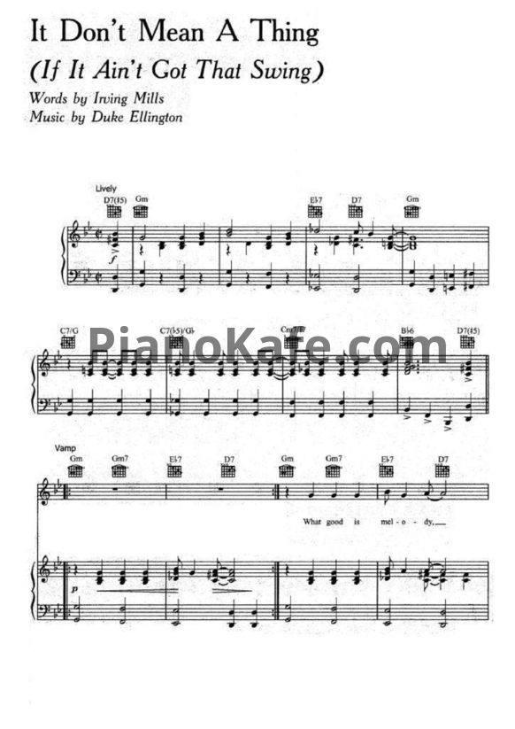 Ноты Duke Ellington - It Don’t Mean A Thing (If It Ain’t Got That Swing) - PianoKafe.com