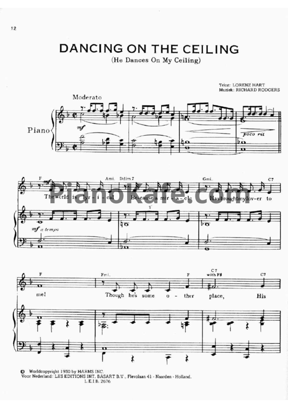 Ноты Frank Sinatra - Dancing on the ceiling - PianoKafe.com